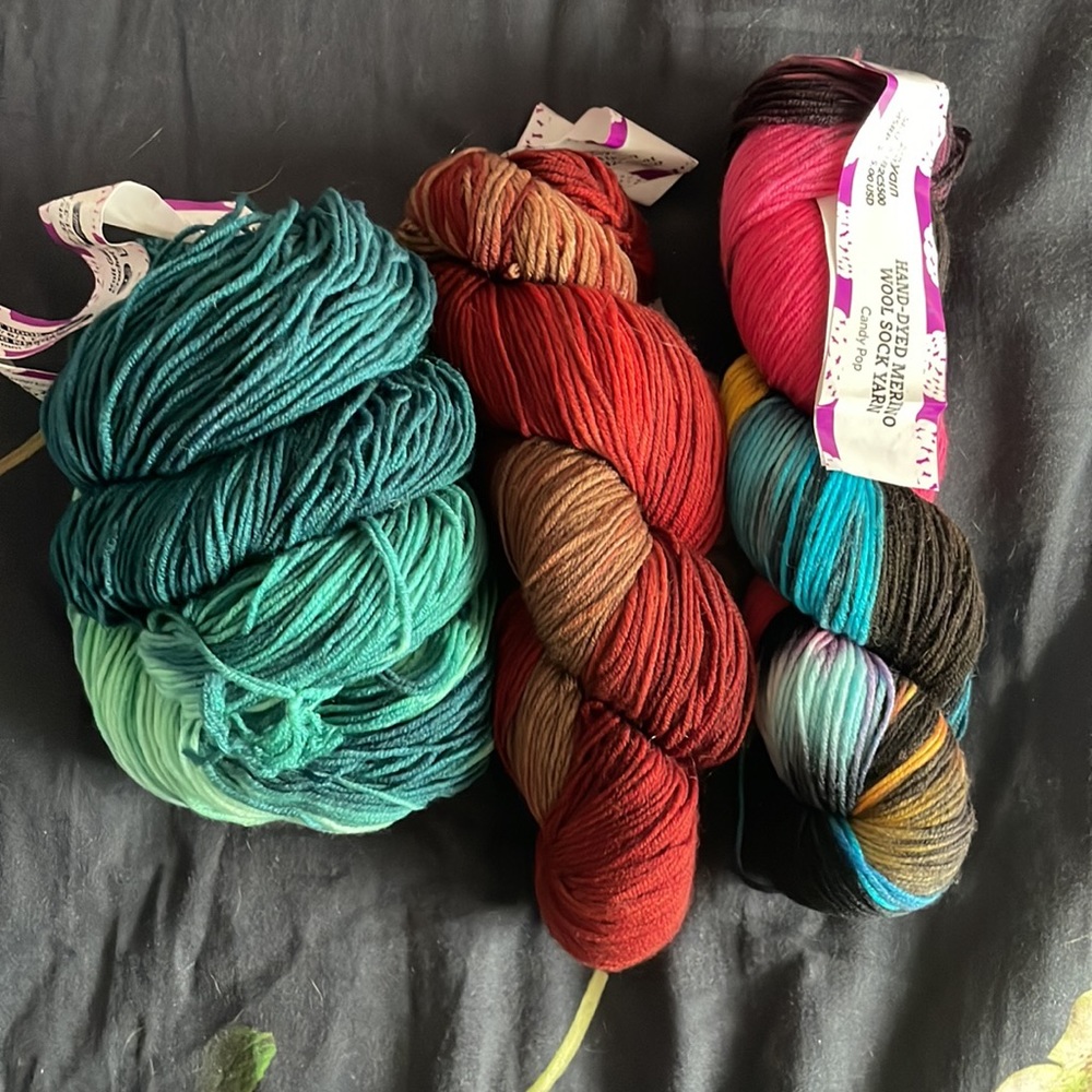 3 full skeins Darn Good Yarn sock wool